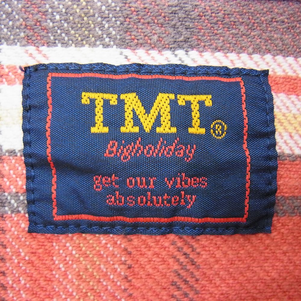 TMT ティーエムティー TSH-S2102 COLLOR OFF HEAVY NELL CHECK SHIRTS カラー オフ ヘビー ネル チェック 長袖 シャツ レッド系 M【美品】【中古】