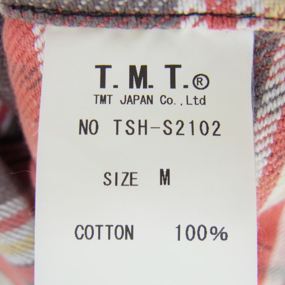 TMT ティーエムティー TSH-S2102 COLLOR OFF HEAVY NELL CHECK SHIRTS カラー オフ ヘビー ネル チェック 長袖 シャツ レッド系 M【美品】【中古】