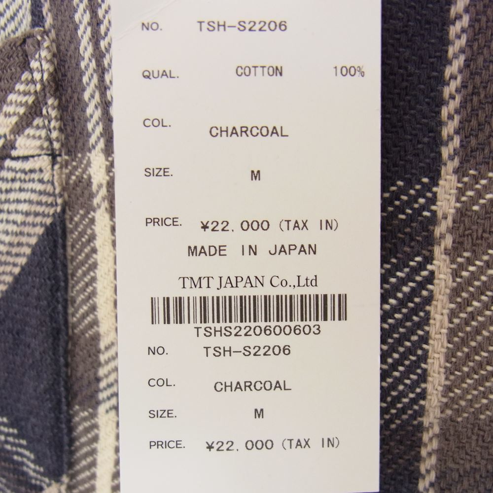 TMT ティーエムティー TSH-S2206 VINTAGE PLAID SHIRTS ビンテージ プレイド チェック ネル 長袖 シャツ チャコール系 M【美品】【中古】