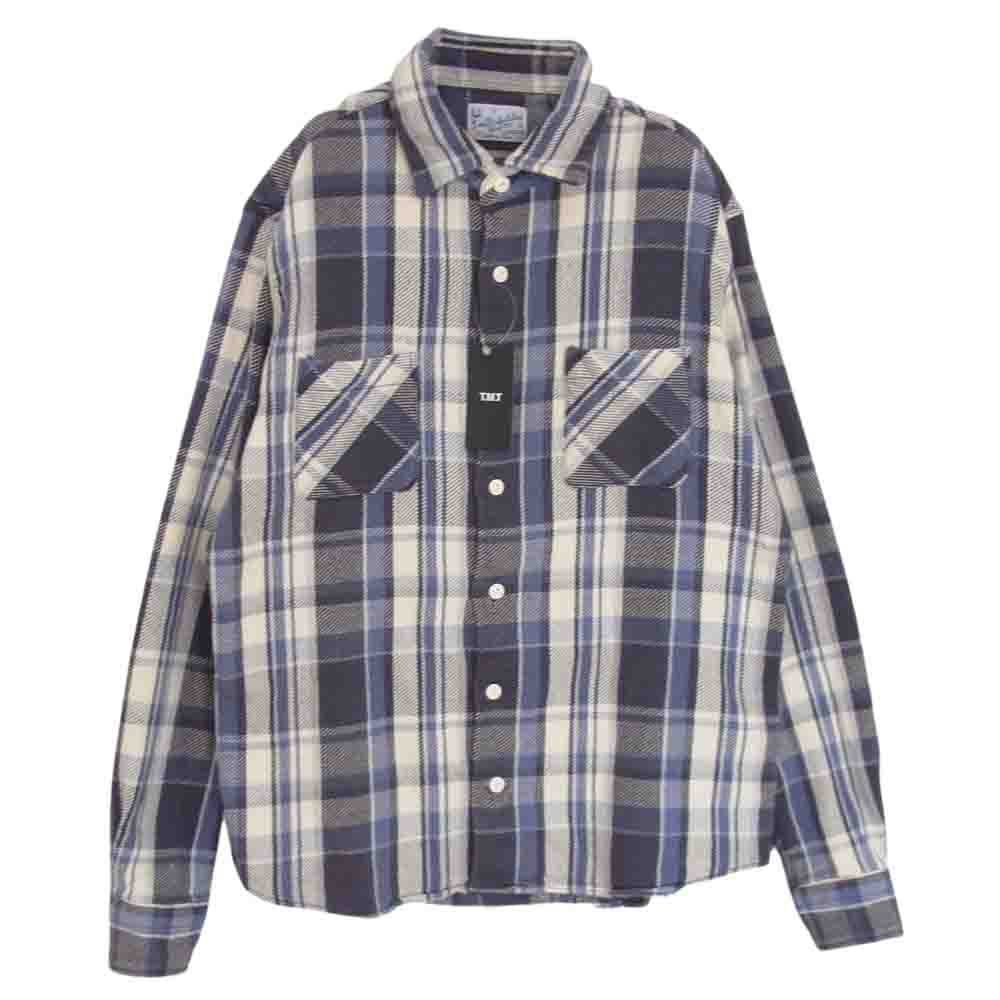 TMT ティーエムティー TSH-S2206 VINTAGE PLAID SHIRTS ビンテージ プレイド チェック ネル 長袖 シャツ ブルー系 M【美品】【中古】