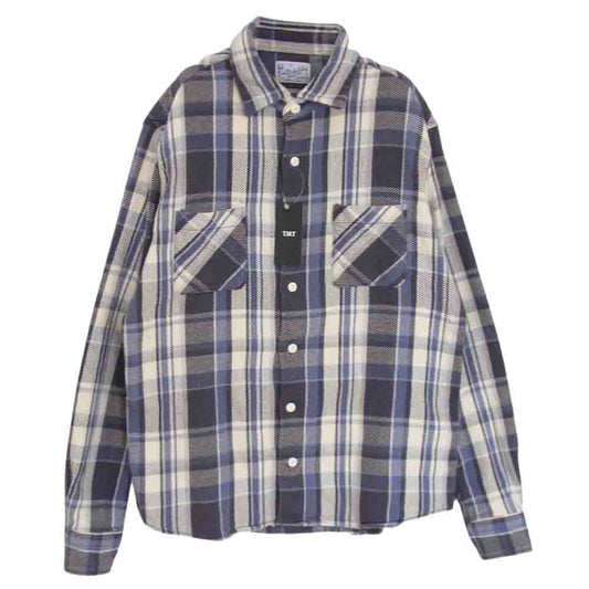 TMT ティーエムティー TSH-S2206 VINTAGE PLAID SHIRTS ビンテージ プレイド チェック ネル 長袖 シャツ ブルー系 M【美品】【中古】