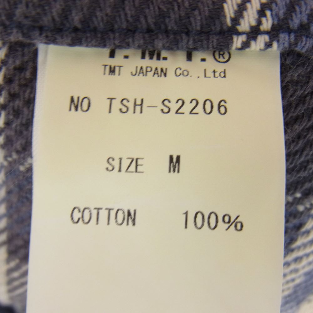 TMT ティーエムティー TSH-S2206 VINTAGE PLAID SHIRTS ビンテージ プレイド チェック ネル 長袖 シャツ ブルー系 M【美品】【中古】