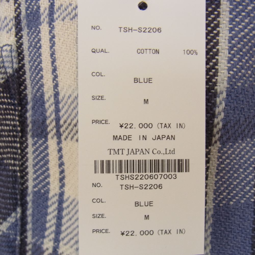 TMT ティーエムティー TSH-S2206 VINTAGE PLAID SHIRTS ビンテージ プレイド チェック ネル 長袖 シャツ ブルー系 M【美品】【中古】