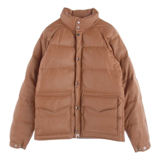 A BATHING APE アベイシングエイプ 復刻 シープスキン レザー ダウン ジャケット ブラウン系 M【美品】【中古】