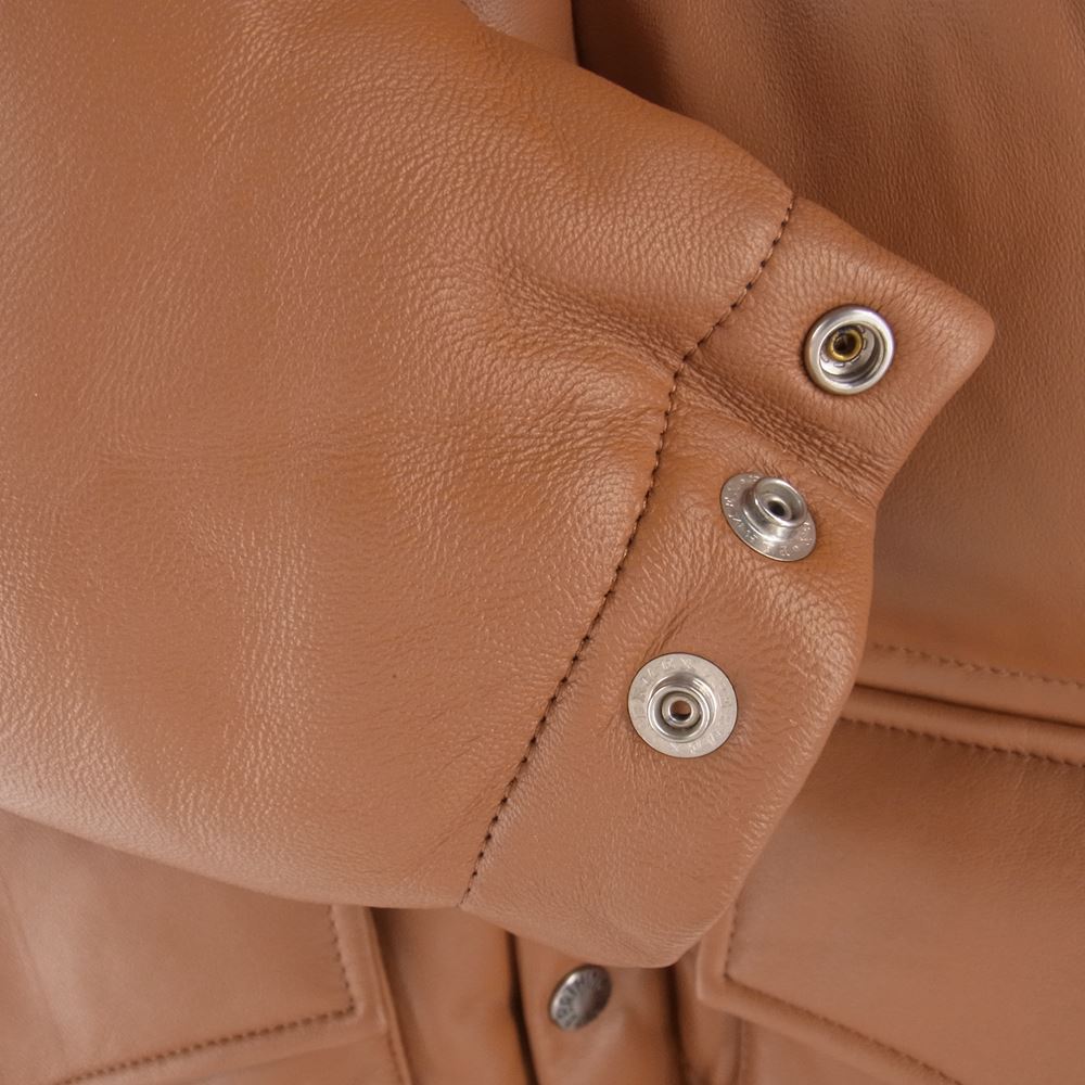 A BATHING APE アベイシングエイプ 復刻 シープスキン レザー ダウン ジャケット ブラウン系 M【美品】【中古】