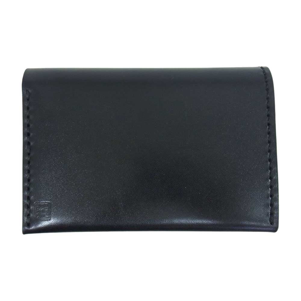 黒羽 クロウ レザー ミドル ウォレット 二つ折り 財布  ブラック系【中古】