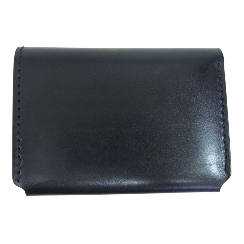 黒羽 クロウ レザー ミドル ウォレット 二つ折り 財布  ブラック系【中古】