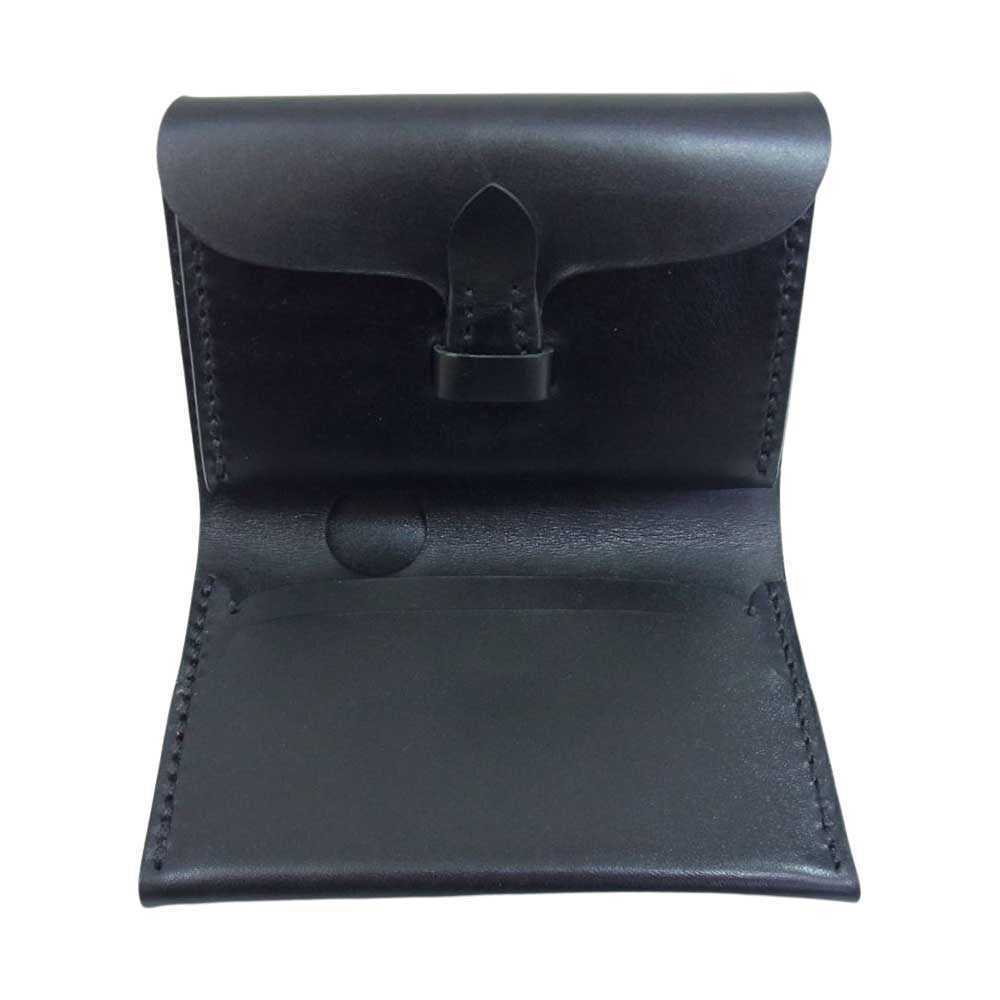 黒羽 クロウ レザー ミドル ウォレット 二つ折り 財布  ブラック系【中古】