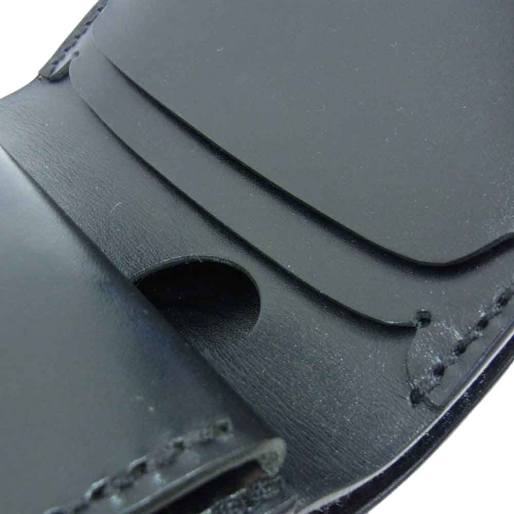 黒羽 クロウ レザー ミドル ウォレット 二つ折り 財布  ブラック系【中古】