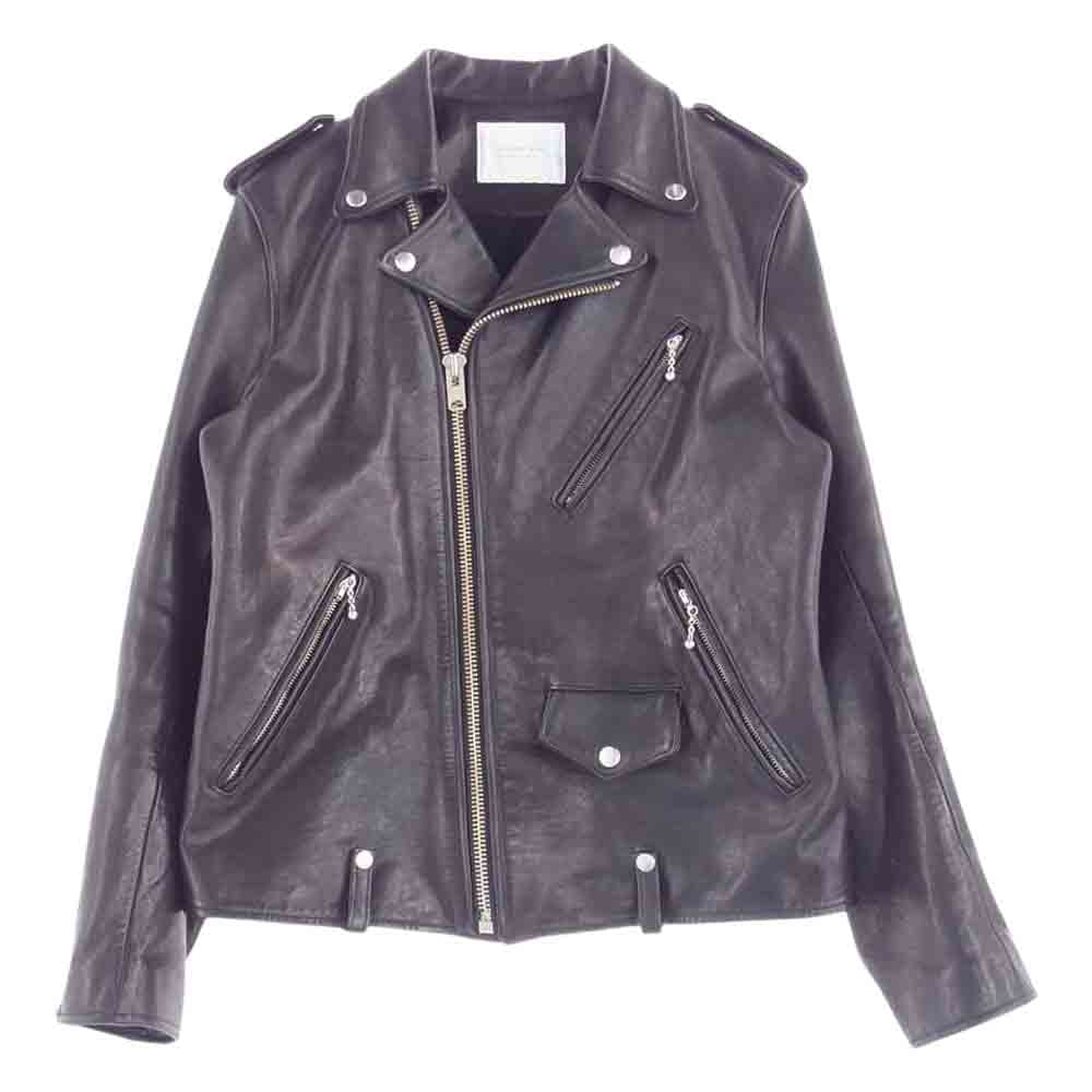 サンセットベイ KINGS キングス ナチュラル シュリンク カウハイド レザー ダブル ライダース ジャケット ブラック系 4【中古】