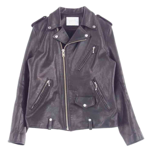 サンセットベイ KINGS キングス ナチュラル シュリンク カウハイド レザー ダブル ライダース ジャケット ブラック系 4【中古】