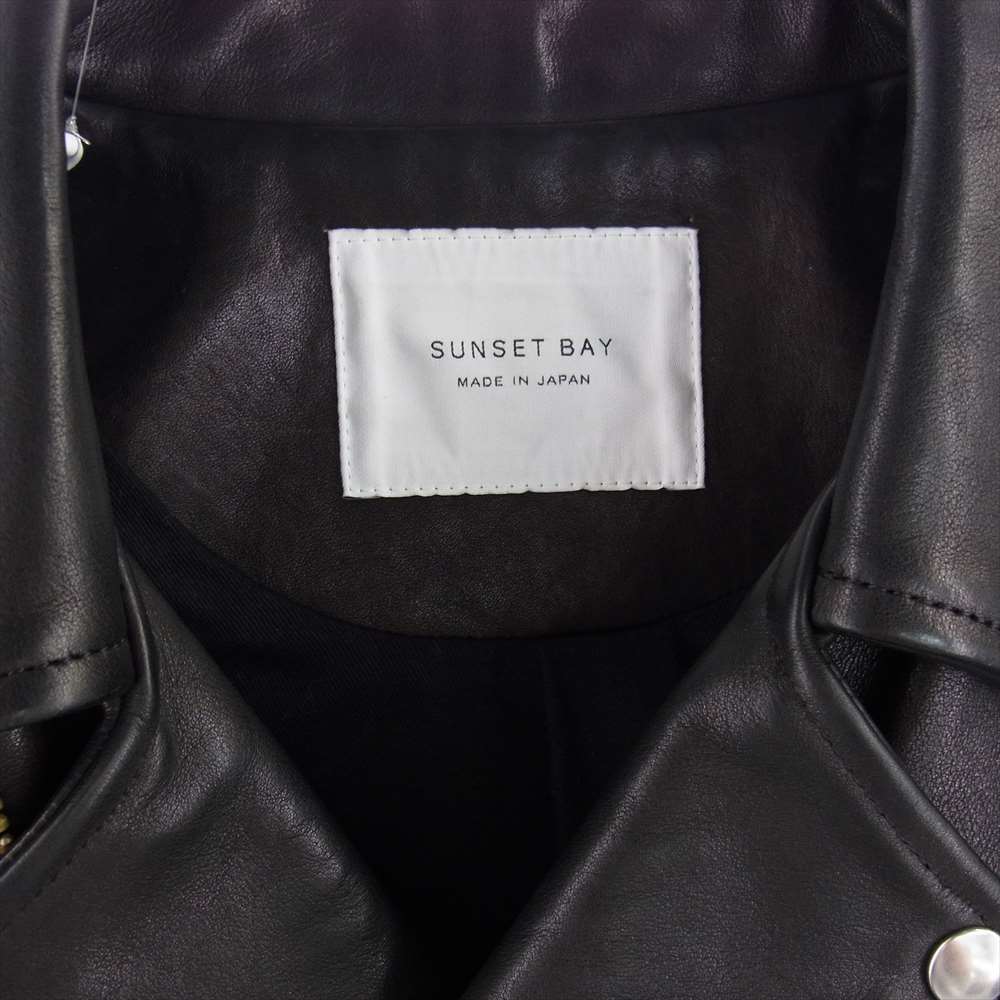 サンセットベイ KINGS キングス ナチュラル シュリンク カウハイド レザー ダブル ライダース ジャケット ブラック系 4【中古】