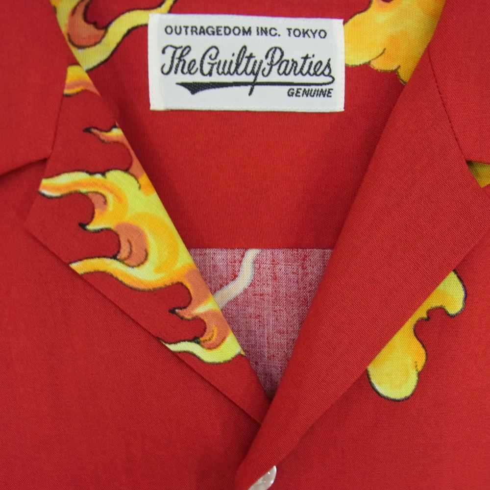 WACKO MARIA ワコマリア TIM LEHI / S/S HAWAIIAN SHIRT TYPE-3 オープンカラー タイガー アロハ シャツ レッド系 L【美品】【中古】