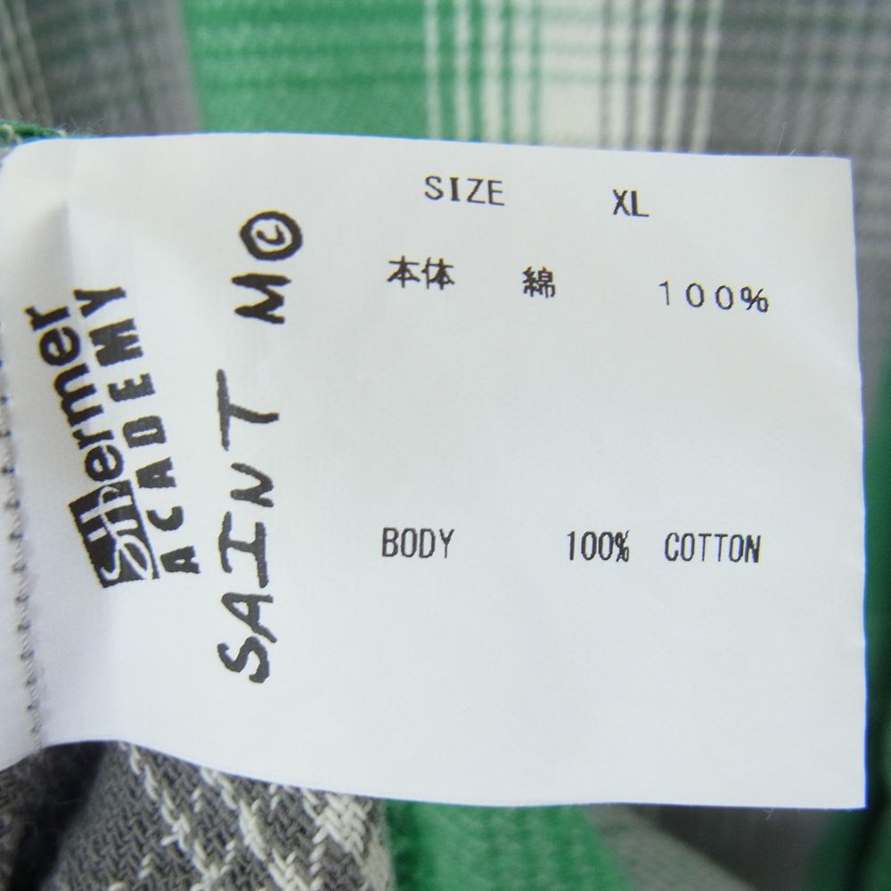 SAINT MICHAEL セントマイケル 23SS SM-S23-0000-088 SA FLANNEL SHIRT/CHECK 長袖 フランネルシャツ ダメージ加工  グリーン系 XL【美品】【中古】