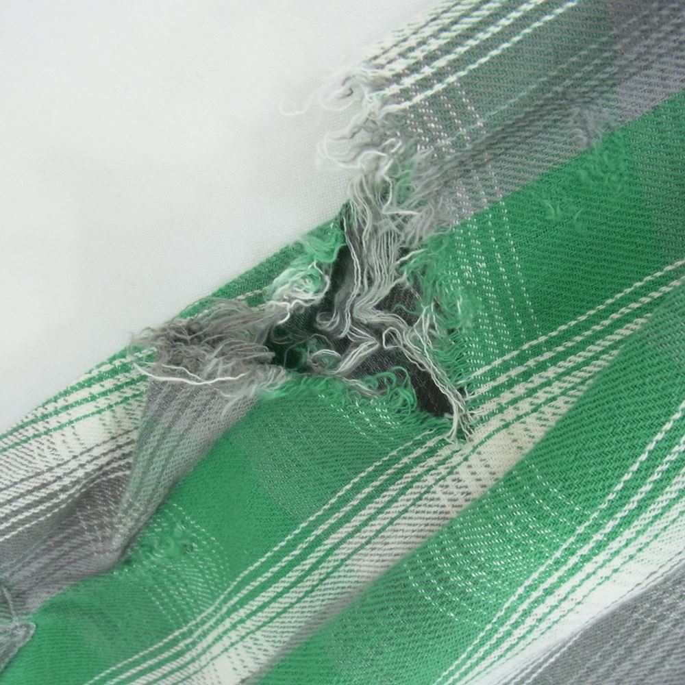 SAINT MICHAEL セントマイケル 23SS SM-S23-0000-088 SA FLANNEL SHIRT/CHECK 長袖 フランネルシャツ ダメージ加工  グリーン系 XL【美品】【中古】