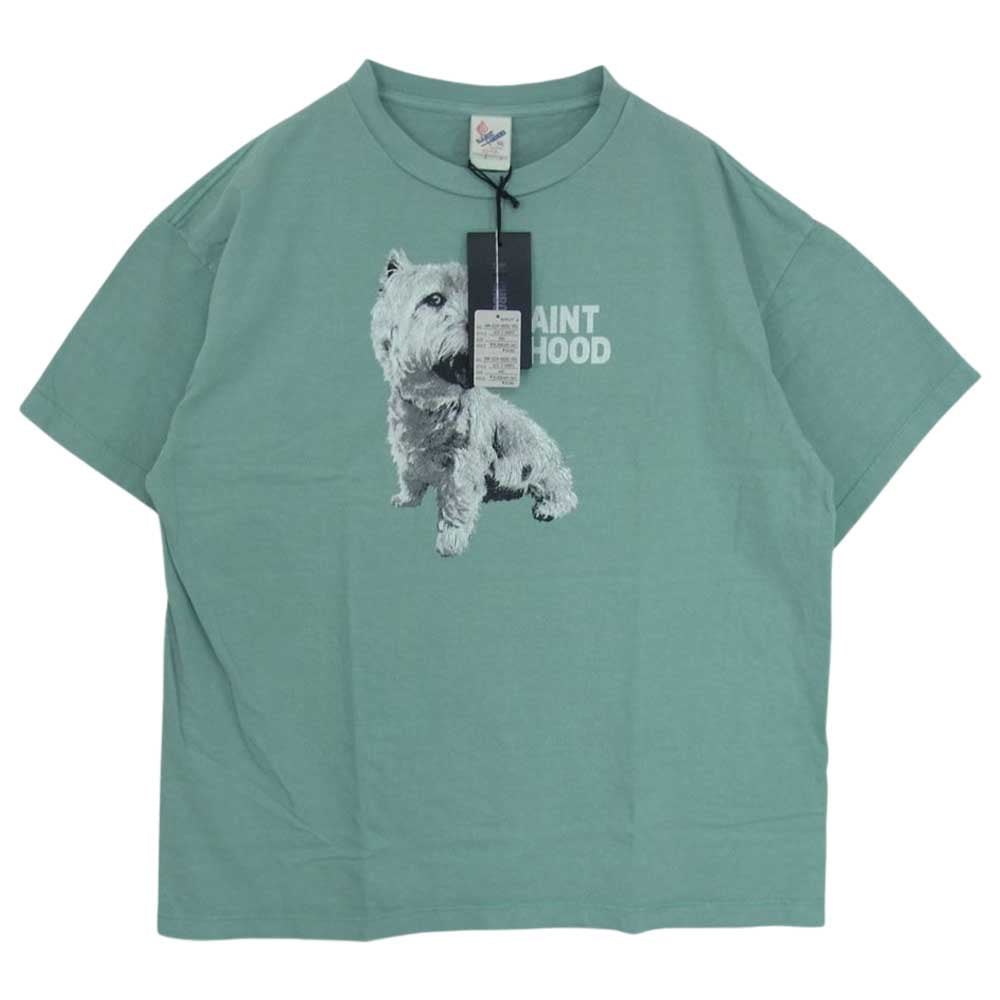 SAINT MICHAEL セントマイケル 23SS SM-S23-0000-120  × NEIGHBORHOOD ネイバーフッド STHD_SS TEE/WU BL 半袖 Tシャツ USED加工 ブルー  グリーン系 XXL【新古品】【未使用】【中古】