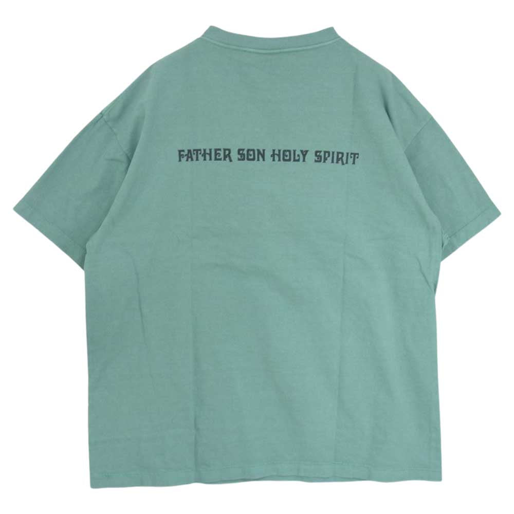 SAINT MICHAEL セントマイケル 23SS SM-S23-0000-120  × NEIGHBORHOOD ネイバーフッド STHD_SS TEE/WU BL 半袖 Tシャツ USED加工 ブルー  グリーン系 XXL【新古品】【未使用】【中古】
