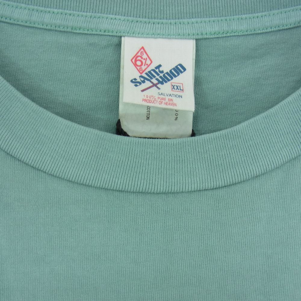SAINT MICHAEL セントマイケル 23SS SM-S23-0000-120  × NEIGHBORHOOD ネイバーフッド STHD_SS TEE/WU BL 半袖 Tシャツ USED加工 ブルー  グリーン系 XXL【新古品】【未使用】【中古】