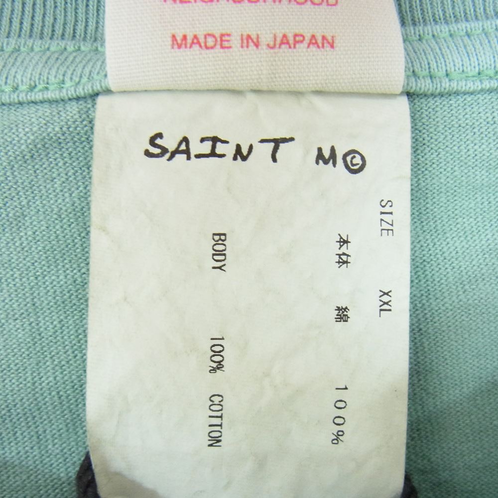 SAINT MICHAEL セントマイケル 23SS SM-S23-0000-120  × NEIGHBORHOOD ネイバーフッド STHD_SS TEE/WU BL 半袖 Tシャツ USED加工 ブルー  グリーン系 XXL【新古品】【未使用】【中古】