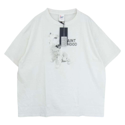 SAINT MICHAEL セントマイケル 23SS SM-S23-0000-119 × NEIGHBORHOOD ネイバーフッド STHD_SS TEE/WU WH 半袖 Tシャツ USED加工 ホワイト オフホワイト系 XXL【新古品】【未使用】【中古】