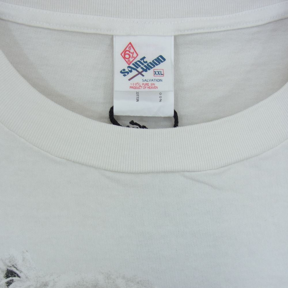 SAINT MICHAEL セントマイケル 23SS SM-S23-0000-119 × NEIGHBORHOOD ネイバーフッド STHD_SS TEE/WU WH 半袖 Tシャツ USED加工 ホワイト オフホワイト系 XXL【新古品】【未使用】【中古】