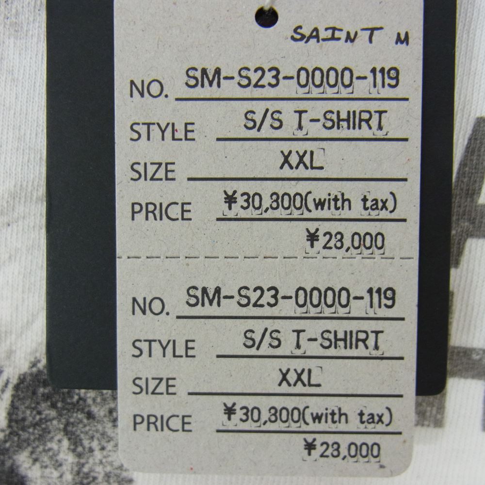 SAINT MICHAEL セントマイケル 23SS SM-S23-0000-119 × NEIGHBORHOOD ネイバーフッド STHD_SS TEE/WU WH 半袖 Tシャツ USED加工 ホワイト オフホワイト系 XXL【新古品】【未使用】【中古】