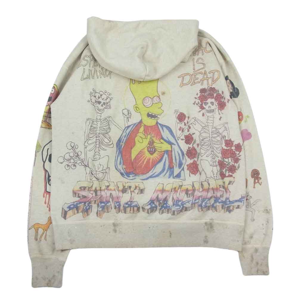 SAINT MICHAEL セントマイケル 21SS SM-S21-0000-044 HOODIE グラフィティ フーディー ダメージ加工  グレー系 XL【美品】【中古】