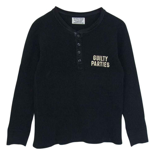 WACKO MARIA ワコマリア GUILTY PARTIES プリント ヘンリーネック サーマル カットソー ブラック系 M【中古】