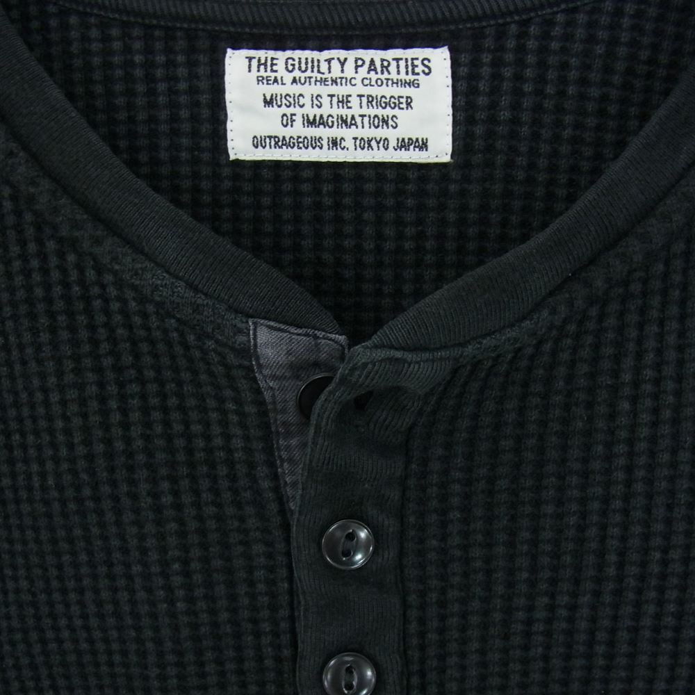 WACKO MARIA ワコマリア GUILTY PARTIES プリント ヘンリーネック サーマル カットソー ブラック系 M【中古】