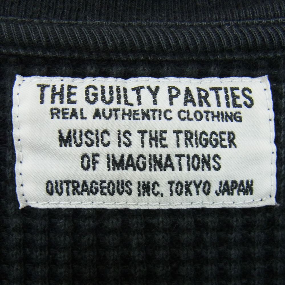 WACKO MARIA ワコマリア GUILTY PARTIES プリント ヘンリーネック サーマル カットソー ブラック系 M【中古】