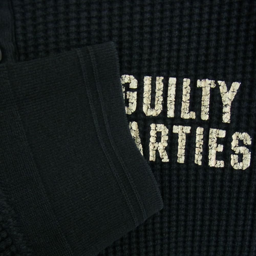 WACKO MARIA ワコマリア GUILTY PARTIES プリント ヘンリーネック サーマル カットソー ブラック系 M【中古】