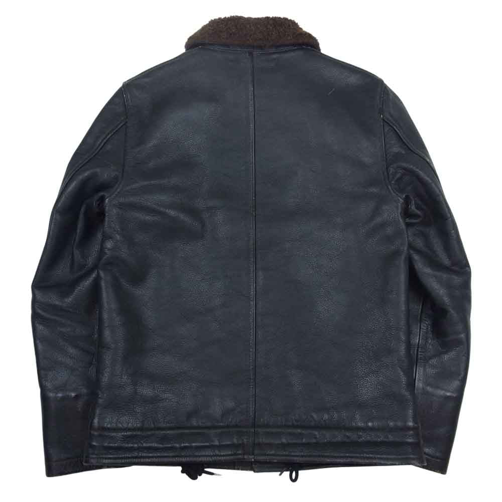 COOTIE クーティー 4628243 カウハイド オールレザー N-1 アルパカ ウール デッキ ジャケット ブラック系 S【中古】
