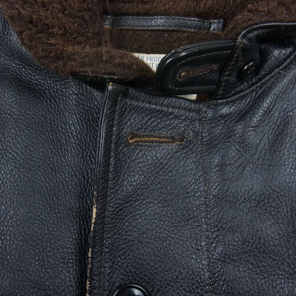 COOTIE クーティー 4628243 カウハイド オールレザー N-1 アルパカ ウール デッキ ジャケット ブラック系 S【中古】