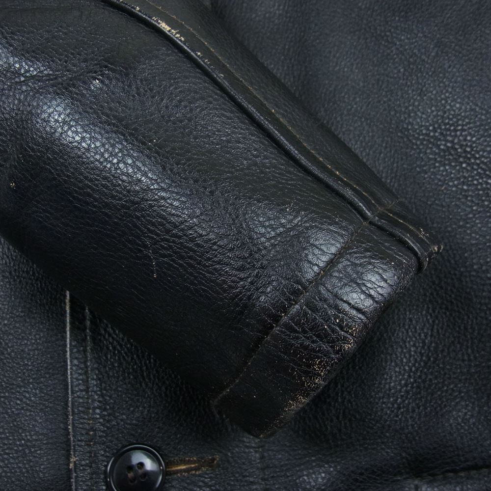 COOTIE クーティー 4628243 カウハイド オールレザー N-1 アルパカ ウール デッキ ジャケット ブラック系 S【中古】