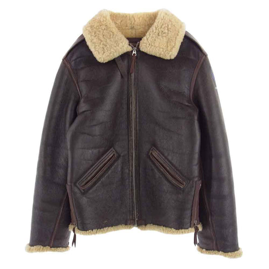 The REAL McCOY'S ザリアルマッコイズ 42-0622-P 旧リアルマッコイズ TYPE B-6 ロゴ入り レザー フライト ムートン ジャケット ブラウン系 36R【中古】