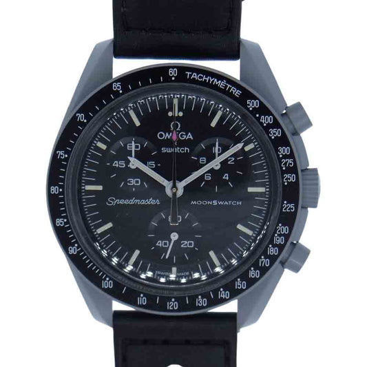 OMEGA オメガ Swatch スウォッチ 2023 MoonSwatch Mission to the Moon shine gold ムーンスウォッチ ミッション トゥー ムーン シャインゴールド 時計 ブラック系 グレー系【極上美品】【中古】