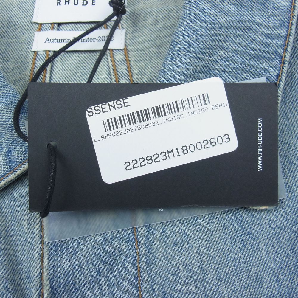 ルード 22AW USED ユーズド加工 デニム ジャケット インディゴブルー系 L【極上美品】【中古】