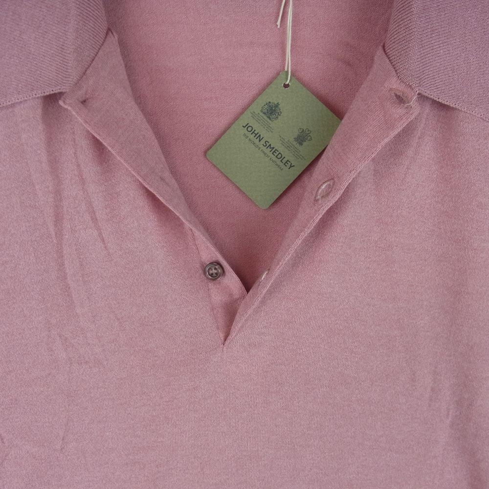 JOHN SMEDLEY ジョンスメドレー EASY FIT ISIS SHIRT FC SS シーアイランド コットン 30ゲージ 半袖 ニット ポロシャツ ピンク系 M【極上美品】【中古】