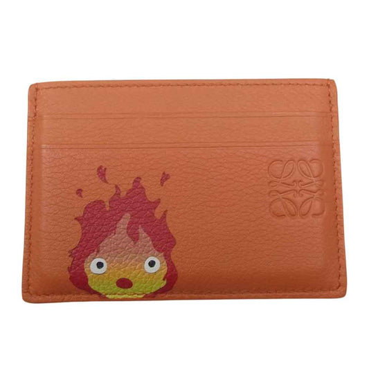 LOEWE ロエベ × ジブリ ハウルの動く城 カルシファー レザー パスケース オレンジ系【美品】【中古】