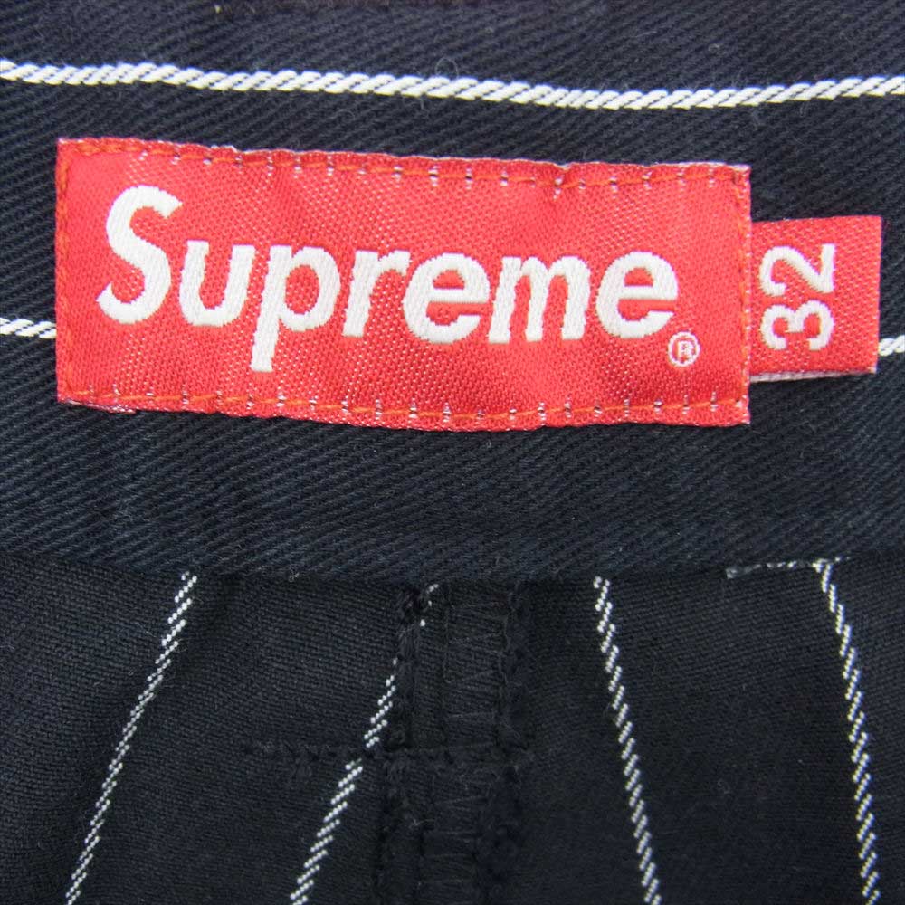 Supreme シュプリーム 21SS Work Short Black Stripe ストライプ ワーク ショート パンツ  ブラック系 32【美品】【中古】