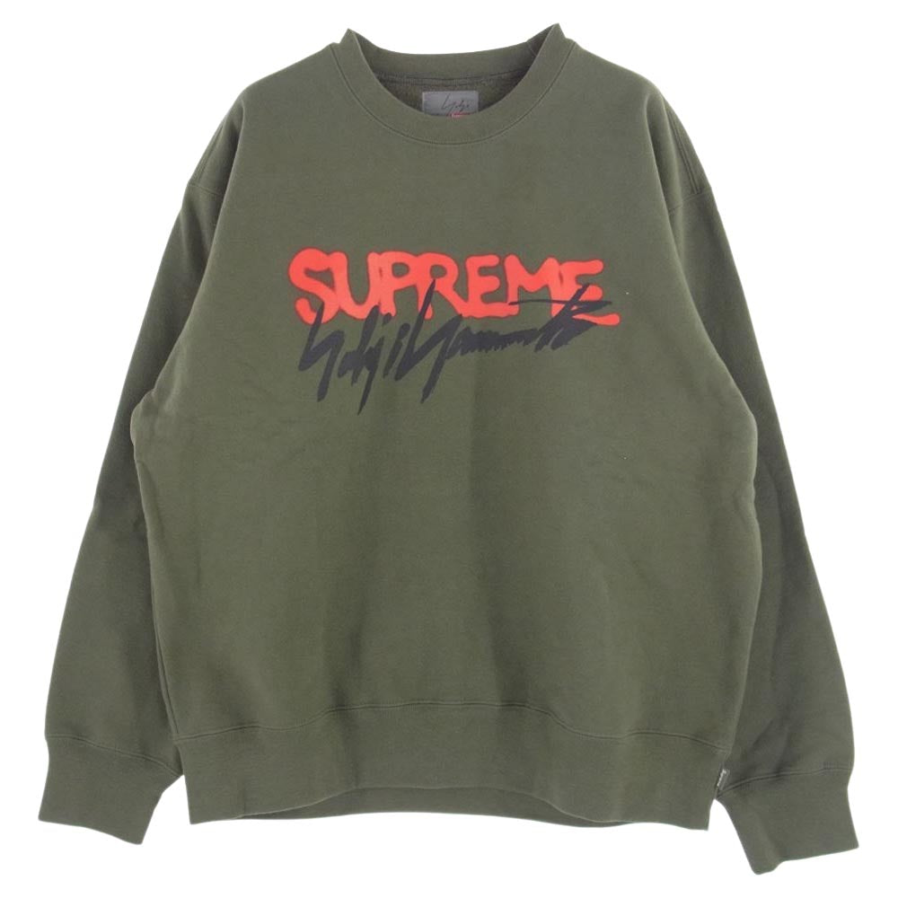 Supreme シュプリーム 20AW  × Yohji Yamamoto Crewneck ヨウジ ヤマモト フロントロゴ スウェット トレーナー カーキ系 M【極上美品】【中古】