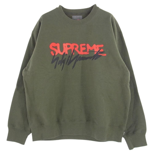 Supreme シュプリーム 20AW  × Yohji Yamamoto Crewneck ヨウジ ヤマモト フロントロゴ スウェット トレーナー カーキ系 M【極上美品】【中古】