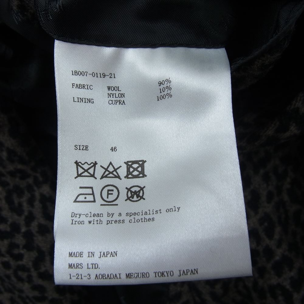 JOHN LAWRENCE SULLIVAN ジョンローレンスサリバン 19AW レオパード ダブルブレスト ジャケット テーラード ブラック系 46【中古】