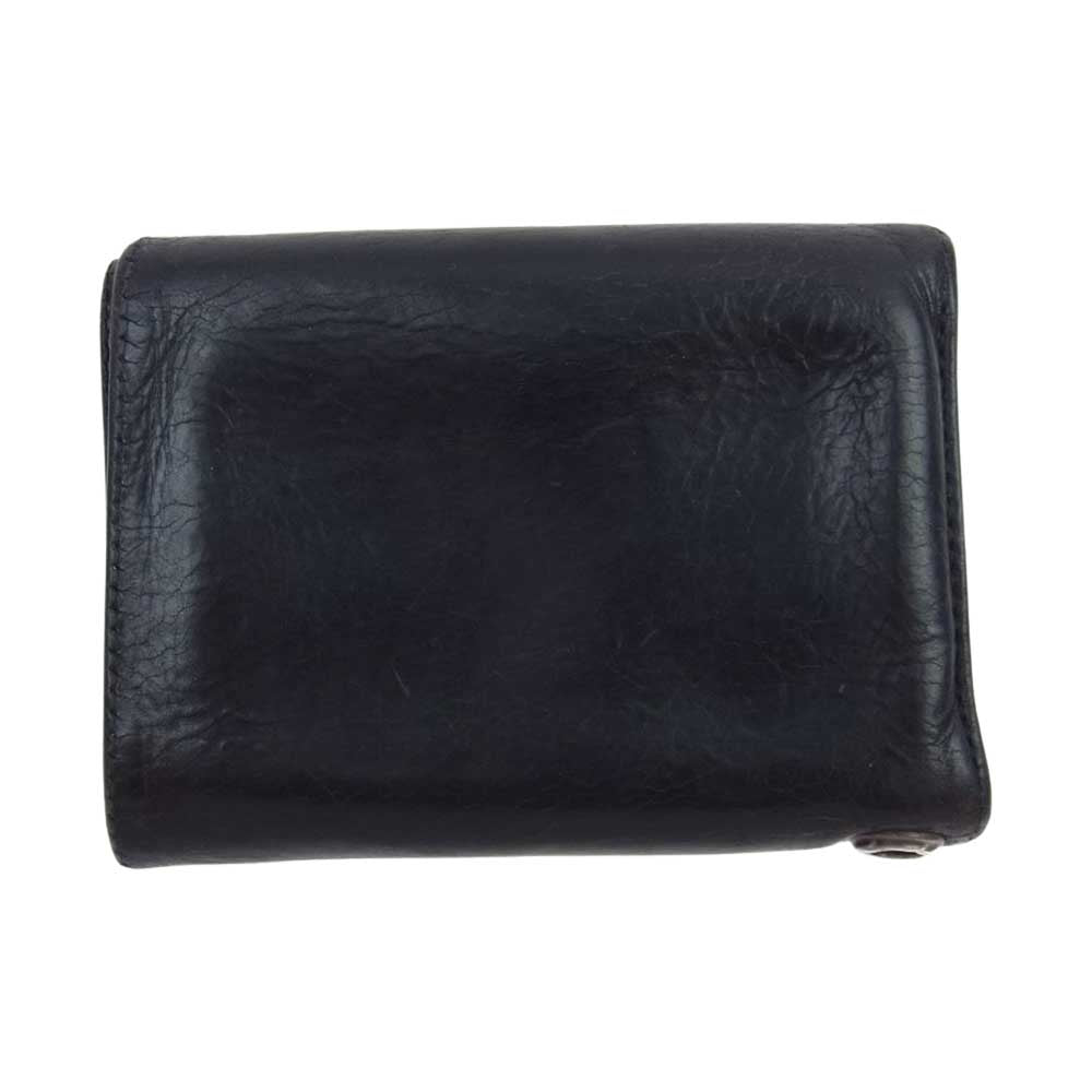 CHROME HEARTS クロムハーツ（原本無） 3フォールド クロウ ボタン レザー ウォレット ブラック系【中古】