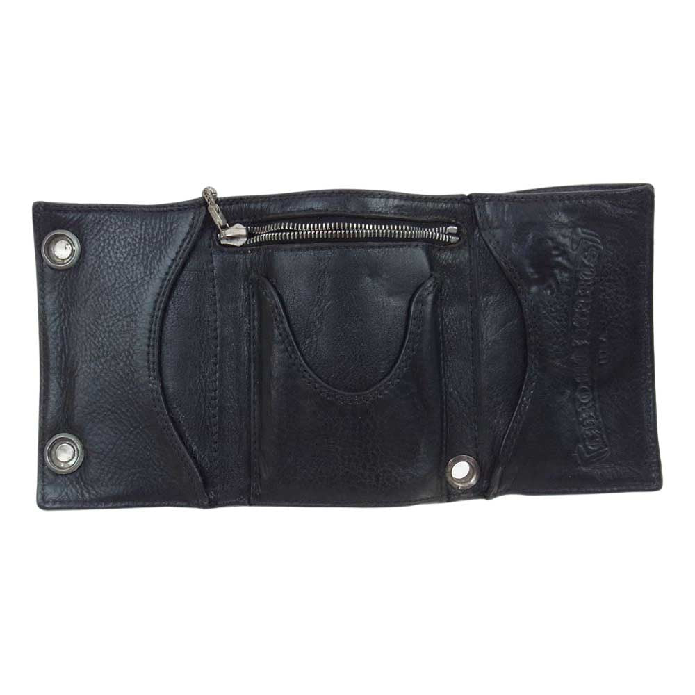CHROME HEARTS クロムハーツ（原本無） 3フォールド クロウ ボタン レザー ウォレット ブラック系【中古】