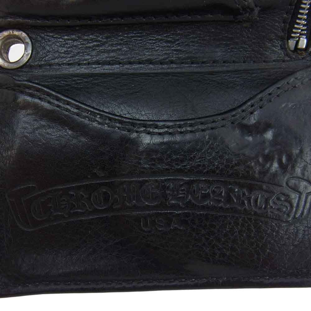 CHROME HEARTS クロムハーツ（原本無） 3フォールド クロウ ボタン レザー ウォレット ブラック系【中古】