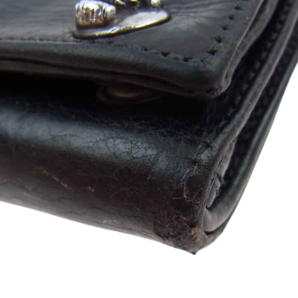 CHROME HEARTS クロムハーツ（原本無） 3フォールド クロウ ボタン レザー ウォレット ブラック系【中古】