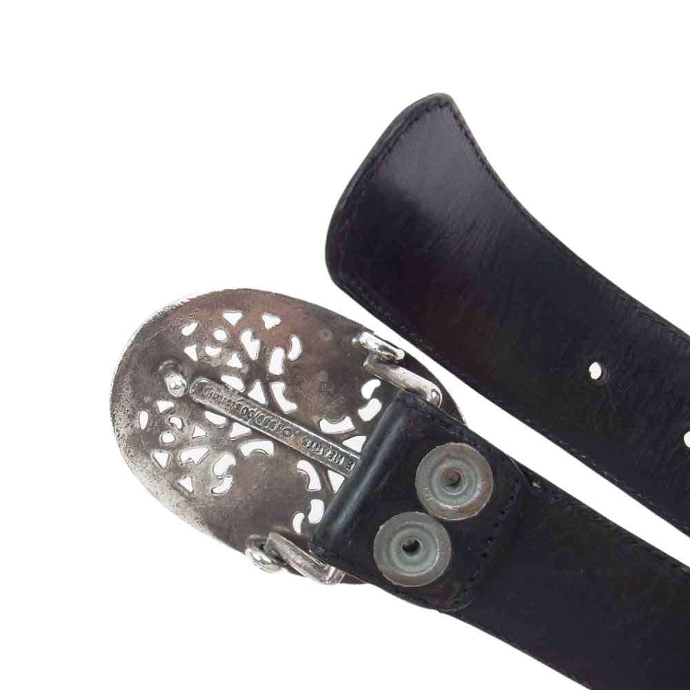 CHROME HEARTS クロムハーツ（原本無） OVAL CROSS STRAP1.5/1.5 クラシック オーバルクロス バックル レザーベルト ブラック系 34インチ（89cm）【中古】