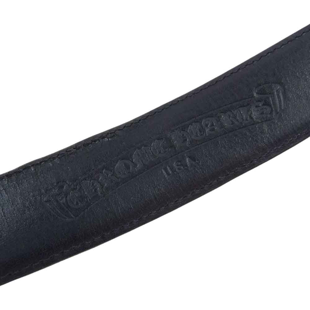 CHROME HEARTS クロムハーツ（原本無） OVAL CROSS STRAP1.5/1.5 クラシック オーバルクロス バックル レザーベルト ブラック系 34インチ（89cm）【中古】