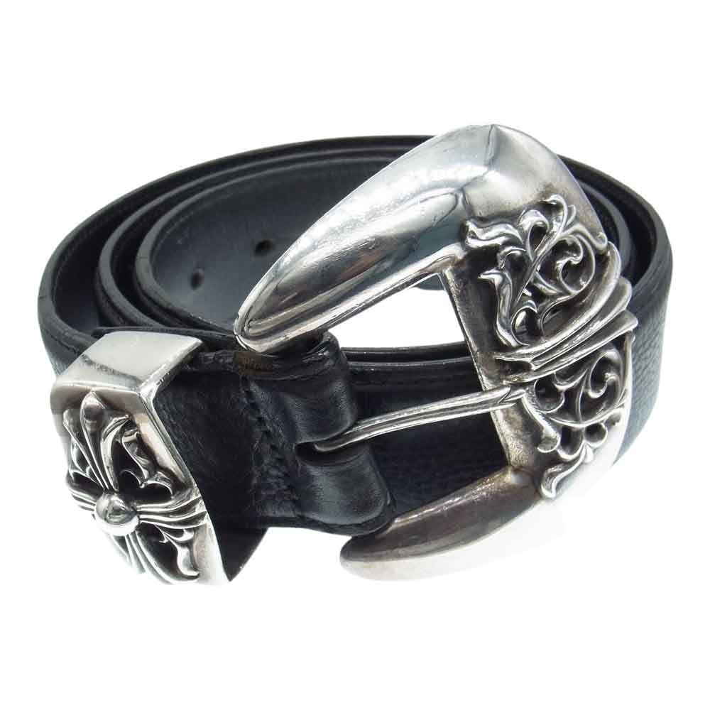 CHROME HEARTS クロムハーツ（原本無） BLT CLASSIC 3PC クラシック 3ピース レザー ベルト ブラック系 36インチ（94cm）【中古】